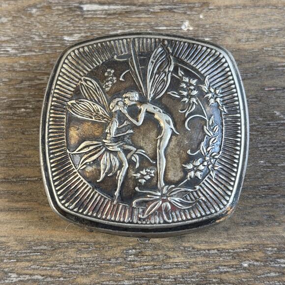 Djer-Kiss Powder Compact Vanity Case Kissing Fairies Art Nouveau 1917-1925 - Picture 1 of 16